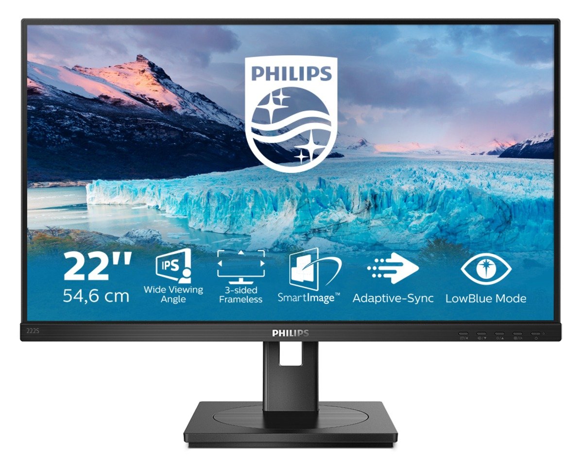 PHILIPS 222S1AE 54.6 cm (21.5") Full HD WLED LCD Monitor - 16:9 - Textured Black - 558.80 mm Class