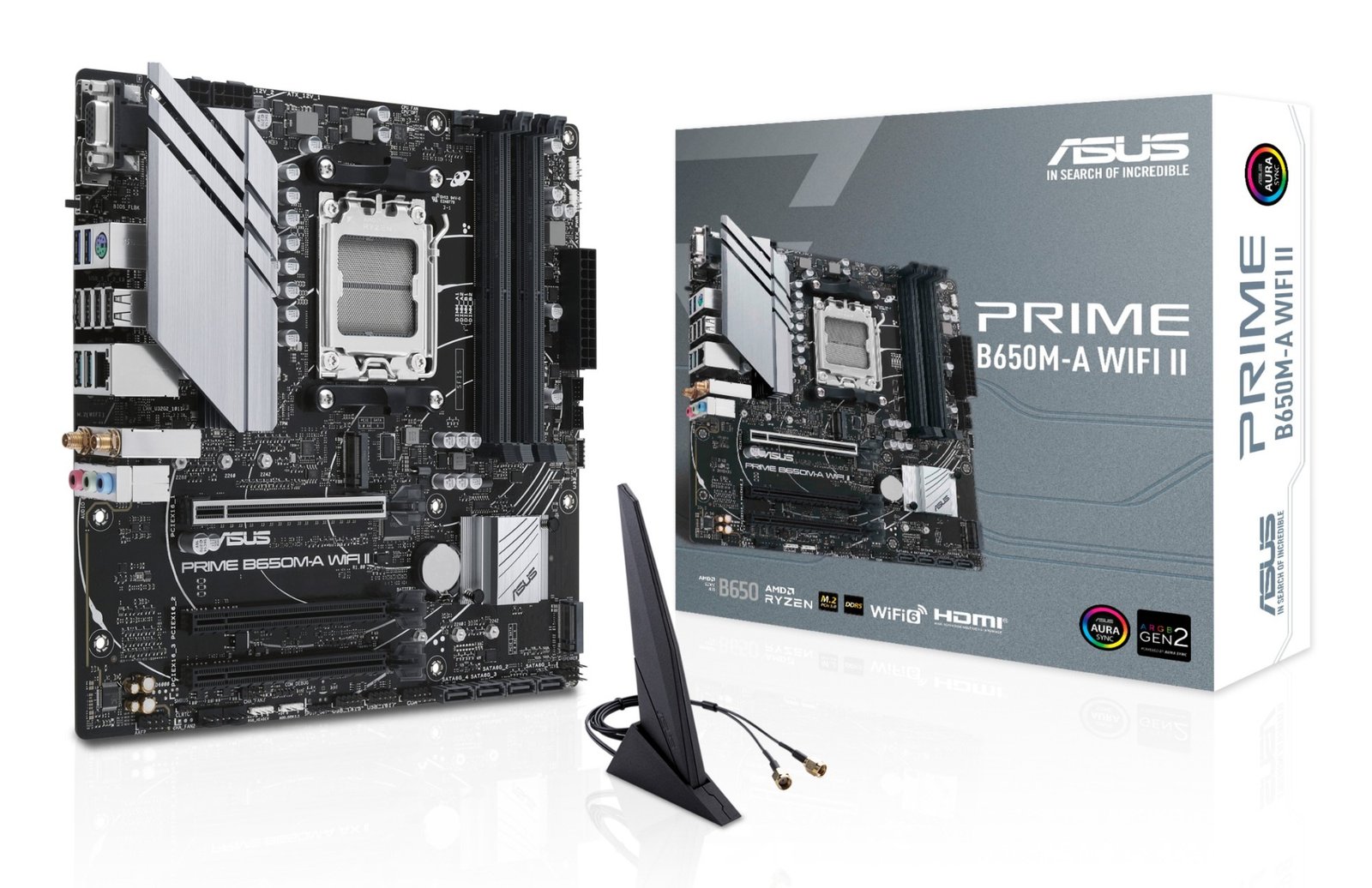 Asus PRIME B650M-A WIFI II, AMD B650, AM5, Micro ATX, 4 DDR5, VGA, HDMI, DP, Wi-Fi 6, 2.5G LAN, PCIe4, 2x M.2