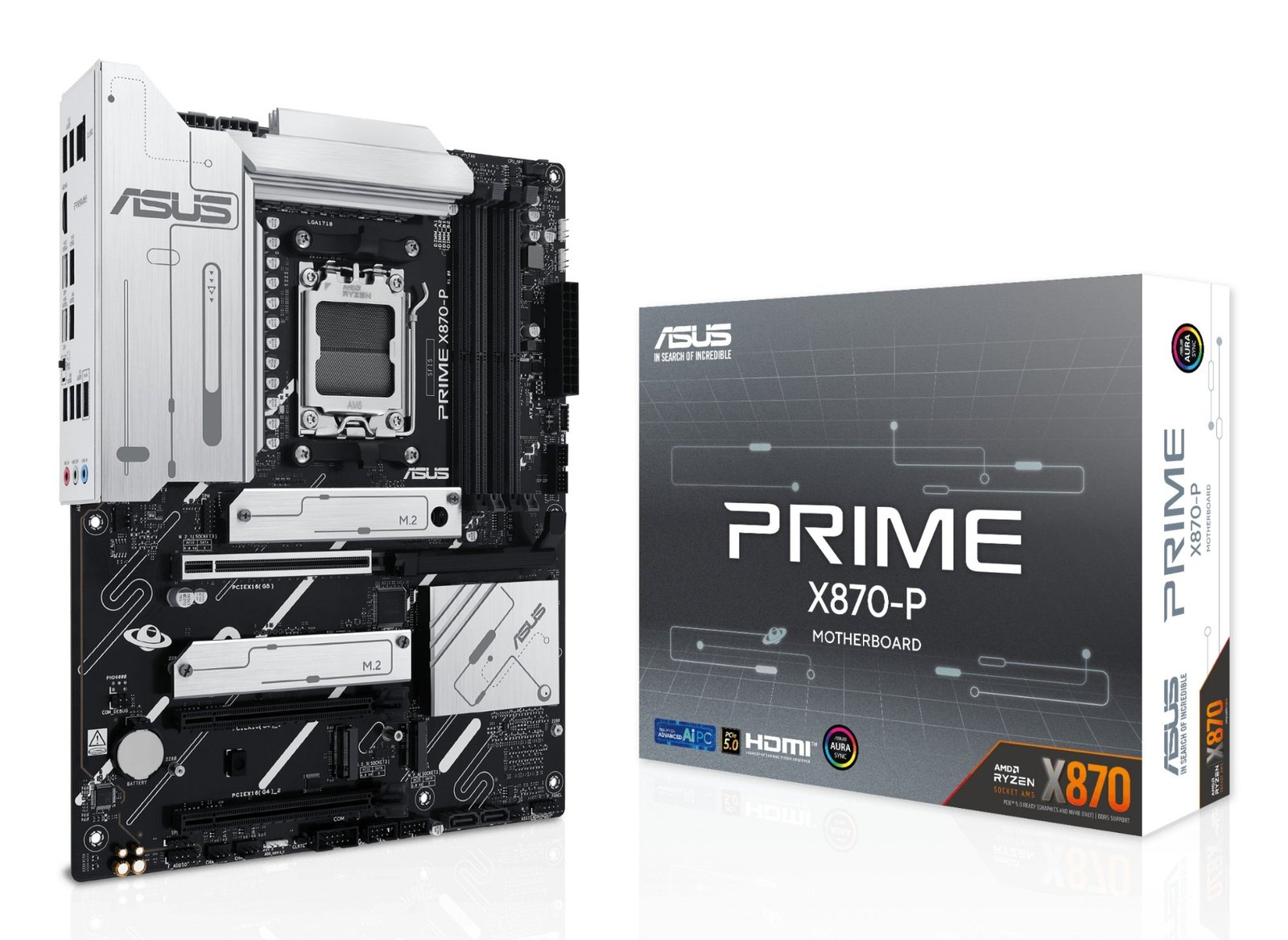 Asus PRIME X870-P, AMD X870, AM5, ATX, 4 DDR5, HDMI, 2 USB4, 2.5G LAN, 4x M.2