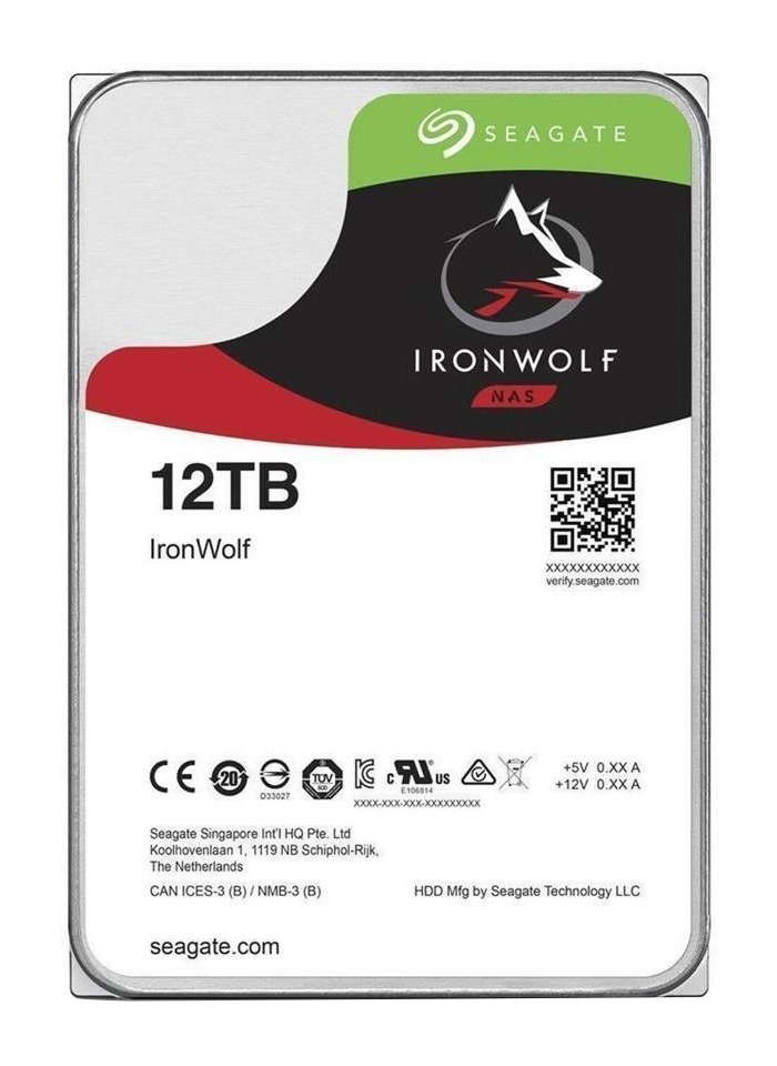 Seagate 3.5", 12TB, SATA3, IronWolf NAS Hard Drive, 7200RPM, 256MB Cache, OEM