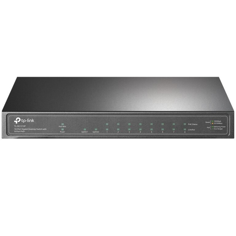 TP-Link TL-SG1210P 10-Port Metal Gigabit Desktop Switch with 8-Port PoE+ (63W)