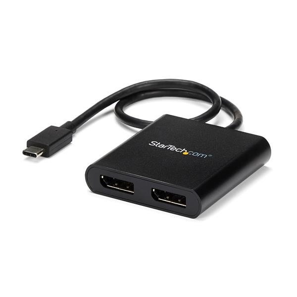 STARTECH.COM 2-Port Multi Monitor Adapter, USB-C to 2x DisplayPort 1.2 Video Splitter, USB Type-C to