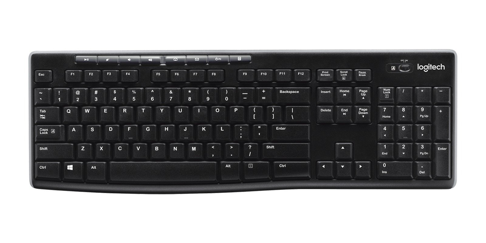 LOGITECH K270 Keyboard - Wireless Connectivity - RF - Black - USB Interface - English (UK)