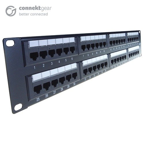 COMPUTER GEAR 48 Port(s) Network Patch Panel - Black - 48 x RJ-45 - 2U High - 19" Wide
