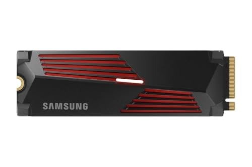 Samsung 990 PRO Heatsink NVMe M.2 SSD with heat sink, 4 TB, PCIe 4.0, 7,450 MB/s read, 6,900 MB/s write, Internal SSD with RGB for PC/console gaming and video editing, MZ-V9P4T0CW