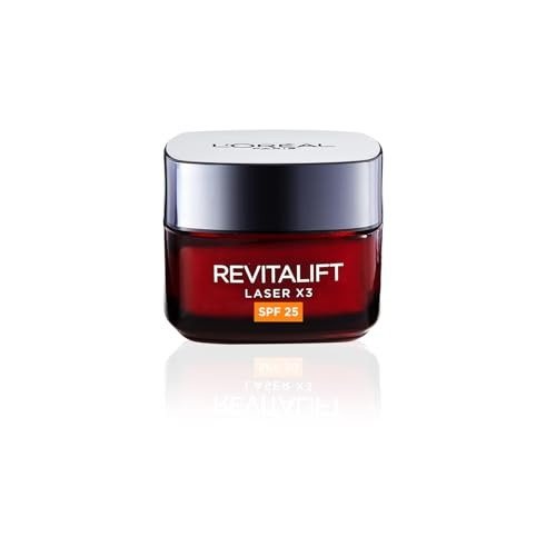 LOreal Paris Revitalift Laser Triple Action Anti-Ageing SPF 25 Cream, Smooth Wrinkles, Firm and Radiant Skin, Pro-Retinol, Hyaluronic Acid and Vitamin C, 50ml