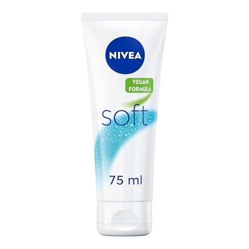 NIVEA Soft Moisturising Cream (75ml), 48H Moisturising Cream for Face, Body and Hands with Vitamin E and Jojoba Oil, Hand Cream Moisturises Deeply, Vegan Formula Day Cream