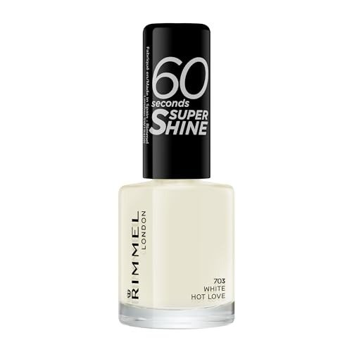 Rimmel London 60 Seconds Super Shine Nail Polish, 703 White Hot Love, 8 ml