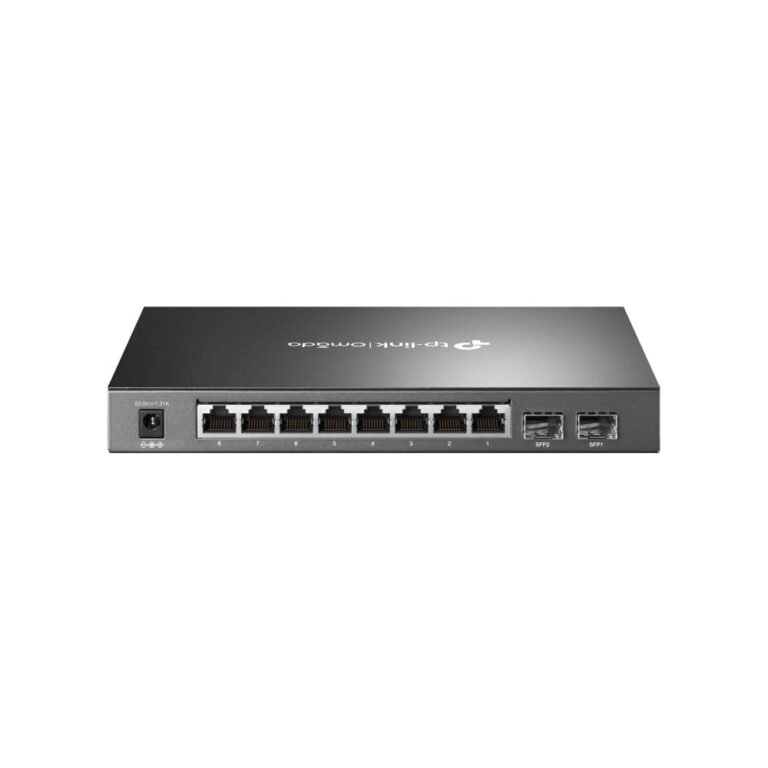 TP-Link JetStream 8-Port Gigabit Smart PoE+ Switch with 2 SFP Slots, Supports 8 Gigabit PoE Ports, 58W Budget, Fanless (SG2210P)