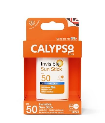 Calypso Invisible Sun Stick, SPF50 Sun Protection for Wet and Dry Skin, 15g
