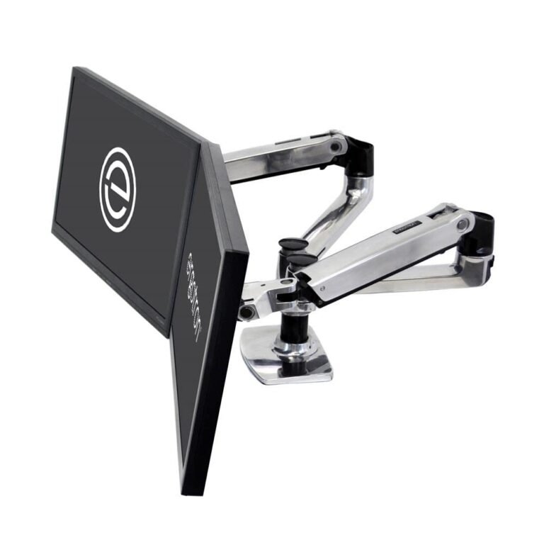 Ergotron ? LX Dual Monitor Arm, VESA Desk Mount ? for 2 Monitors Up to 27 Inches, 3.2-9.1kg Each ? Polished Aluminum (45-245-026)