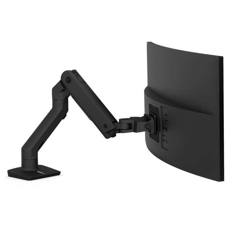 Ergotron ? HX Premium Heavy Duty Monitor Arm, Single Monitor VESA Desk Mount ? for Flat or Slight Curved Ultrawide Monitors Up to 49 inches, 20 to 42 lbs ? Standard Pivot, Matte Black