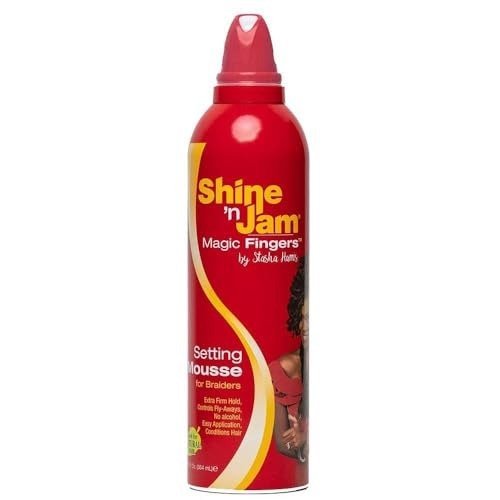 Ampro Shine 'N Jam Magic Fingers Setting Mousse For Braiders | Extra Firm hold - 12oz (354ml)