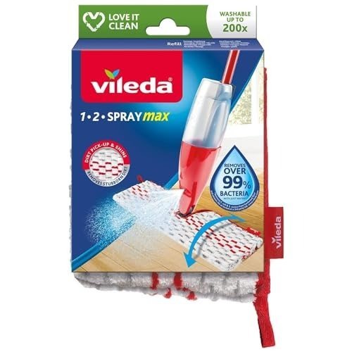 Vileda 1-2 Spray Max Mop Refill, 1-2 Spray Max Mop Head Replacement, Authentic Vileda Mop Head