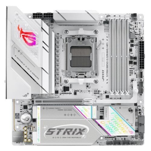 Asus ROG STRIX B850-G GAMING WIFI, AMD B850, AM5, Micro ATX, 4 DDR5, HDMI, DP, Wi-Fi 7, 2.5G LAN, RGB, 4x M.2, White
