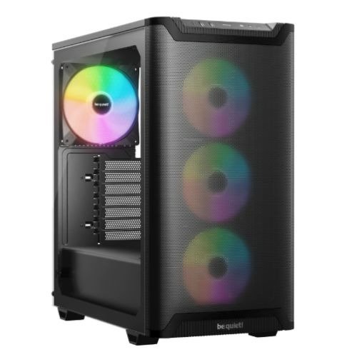 Be Quiet Pure Base 501 LX Gaming Case w/ Glass Side, ATX, Compact Design, 4x ARGB Fans, ARGB Controller & Hub, High Airflow, USB-C, Black