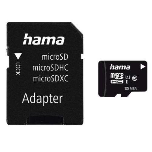 Hama 256GB microSDXC Card with SD Adapter, Class 10 UHS-I, Up to 80MB/s